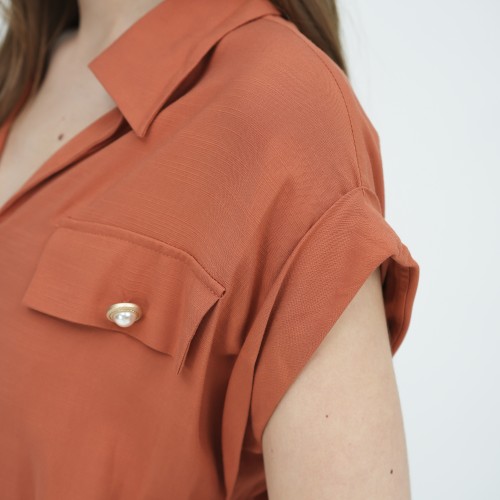 SIXDO G-Ochre Woven Flared Dress for Women